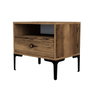 Hanah Home Mesilla de Noche Lizbon 532 Nogal 56x50.8x40cm | Tablero Melamina 18mm | Patas Metal
